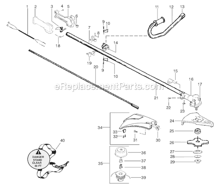Page C Diagram and Parts List for BC2500LE Type 1 Weed Eater Trimmer